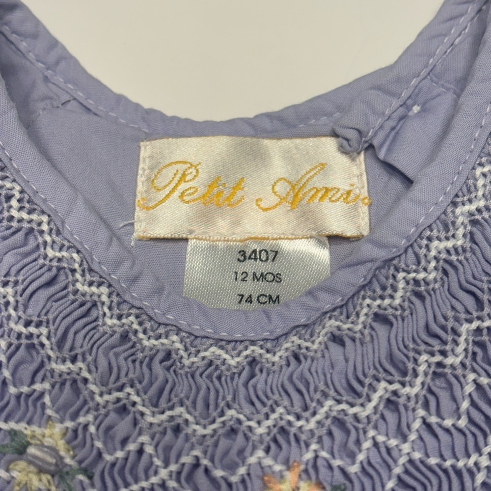 PETIT AMI DRESS SMOCKING SIZE 12 MONTHS
COLOR LAVENDER - Picture 5 of 10